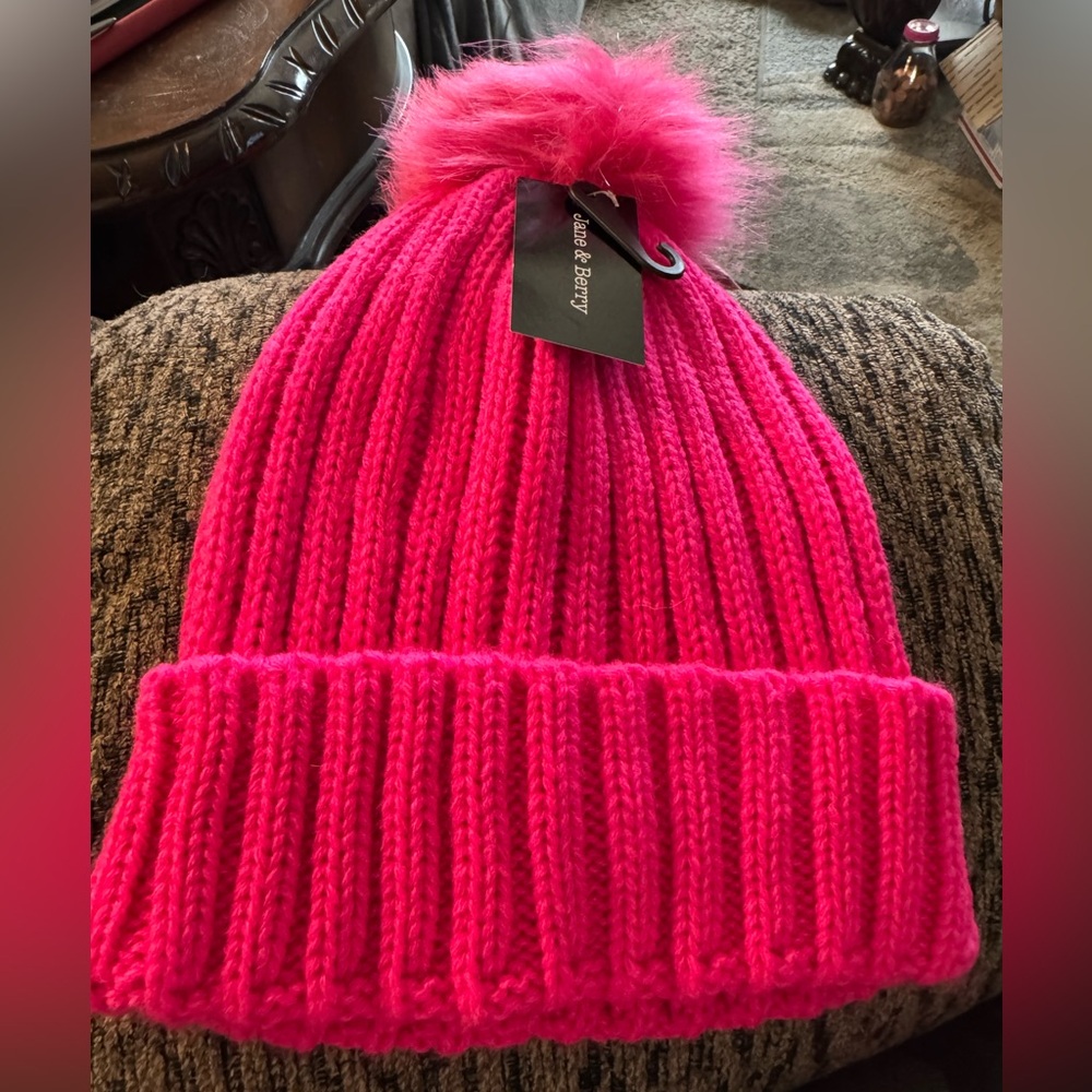Jane & Berry Vibrant Pink Knit Beanie